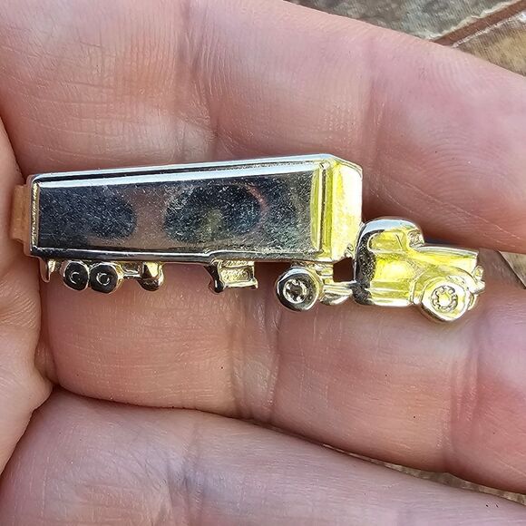 Vintage 1960s Gold Semi Truck Tie Bar - Picture 1 of 4